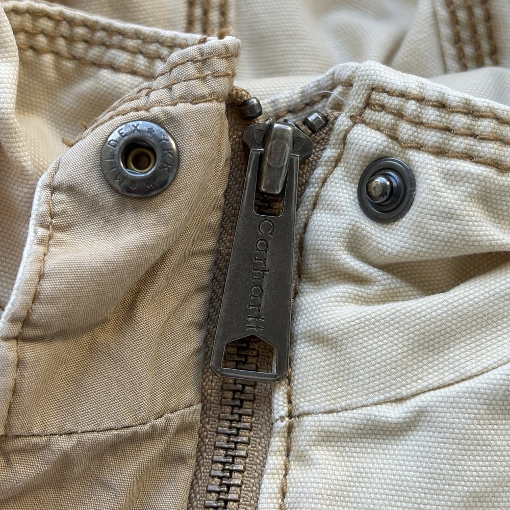 Carhartt Jacket Womens Medium Khaki Fargo Canvas Quilt Lined Work Coat Faded - Picture 6 of 15